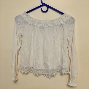 Off shoulder lacy white top